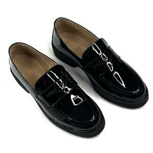 M By Bruno Magli Elle Black Patent Leather Platform Loafer Womens 8M New $350